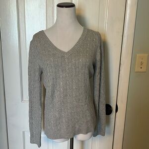 Ann Taylor loft gray cable knit sweater